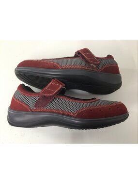 OrthoFeet Chattanooga Womens Extra Wide 9.5 Mesh Mary Janes Red Gray Orthopedic